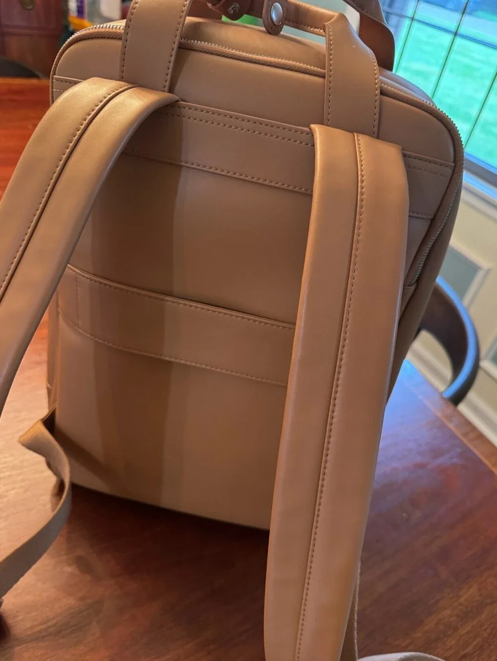 Monos Metro Backpack Saddle Tan Vegan Leather Laptop Travel Commuter Bag